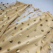 Load image into Gallery viewer, Womens Dresses V Neck Three Quarter Sleeve Gold Dot Sequin Print Floral Trim A Line Elegant Summer Mini Dress (S, Gold)