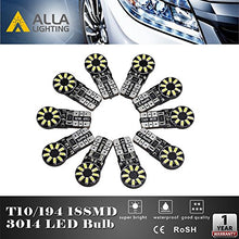 Load image into Gallery viewer, Alla Lighting CANBUS 194 LED Bulb Super Bright 168 175 2825 W5W Bulb 6000K White 3014 SMD 12V T10 LED Replacement Bulbs Car License Plate Interior Map Dome Trunk Door Courtesy Lights Bulbs (Set of 10)