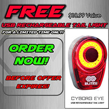 Load image into Gallery viewer, BLITZU Gator 390 USB Rechargeable LED Bike Light Set, Bicycle Headlight Front & Free Rear Back Tail Light. Waterproof, Easy to Install for Kids Men Women Road Cycling Safety Commuter Flashlight Black