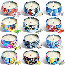 Load image into Gallery viewer, YYCH Gift Package Scented Candles Lemon, Fig, Lavender, Spring Fresh,Rose ,Jasmine,Vanilla,Bergamot,Strawberry, Peppermint, Rosemary, Gardenia Natural Soy Wax Portable Travel Tin Candle,Set of 12