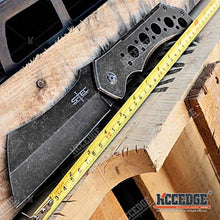 Load image into Gallery viewer, KCCEDGE BEST CUTLERY SOURCE EDC Pocket Knife Camping Accessories Razor Sharp Ball Bearing Survival Cleaver Folding Knife Camping Gear Survival Kit 55211 (Stonewash Grey)