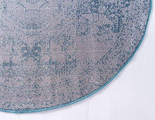 Load image into Gallery viewer, Unique Loom Bromley Collection Vintage Traditional Medallion Border Turquoise Round Rug (5' 0 x 5' 0)