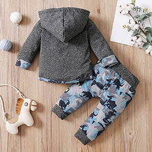 Load image into Gallery viewer, Toddler Baby Boy Clothes Plaid Pocket Hoodie Sweatshirt+Pants Outfits Set (GreyBlue/70)