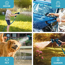 Load image into Gallery viewer, COOLWUFAN 50ft Expandable Garden Hose, 9-Function High Pressure Water Spray Nozzle with 3/4" Solid Brass Fittings/ 2-Way Pocket Flexible Splitter, Expanding Hose for Garden Lawn Car Pet Washing