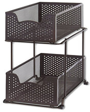 Load image into Gallery viewer, SimpleHouseware 2 Tier Sliding Cabinet Basket Organizer Drawer, Bronze