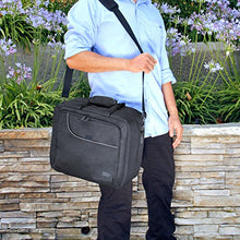 Load image into Gallery viewer, USA GEAR Console Carrying Case - Xbox Travel Bag Compatible with Xbox One and Xbox 360 with Water Resistant Exterior and Accessory Storage for Xbox Controllers, Cables, Gaming Headsets - Black