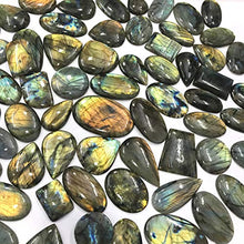 Load image into Gallery viewer, Gemkora Natural Iridescent Spectrolite Labradorite Gemstone Wholesale Cabochons Lot, Jewelry Making Loose Gemstone, Polished Crystals, DIY, Wire Wrapping, Healing Crystals, Bulk Gemstone (100 carats)