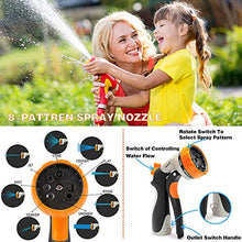 Load image into Gallery viewer, 50ft Expandable Garden hose with 8 pattern hose nozzle - 3/4’’ Solid Brass Fittings with Protective Washer No leak & Rust - Portable Storage Bag Easy Carry and Use