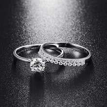 Load image into Gallery viewer, AVECON Women's 925 Sterling Silver Round Cut White CZ Solitaire Engagement Rings Band Size 6