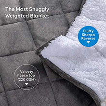 Load image into Gallery viewer, BUZIO Sherpa Fleece Weighted Blanket for Adult, 15 lbs Thick Fuzzy Bed Blanket with Soft Plush Flannel, Dual Sided Cozy Fluffy Blanket, 48 x 72 inches, Grey