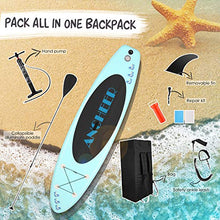 Load image into Gallery viewer, ANCHEER Inflatable Stand Up Paddle Board, Lightweight All Round iSUP with 3 Fins, Premium Accessories & Carry Bag, EVA Deck, Adj Floating Paddle, Ankle Leash and Double Action Pump (Light Blue)