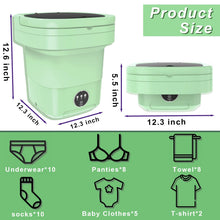 Load image into Gallery viewer, Mini Portable Washing Machine Foldable: 11L Large Fold Washing Machine with Spin Dryer, Small Collapsible Laundry Washer for Travel, Apartment, Underwears, Socks, Baby Clothes (Green)