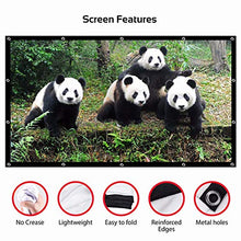 Load image into Gallery viewer, Projector Screen 120 inch, P-JING Projection Movies Screen 16:9 HD Foldable Anti-Crease Portable for Home Theater Outdoor Indoor Support Double Sided