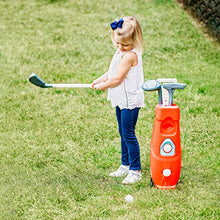 Load image into Gallery viewer, Sunny Days Entertainment Toddler Golf Set – Complete Golf Toy Playset for Kids | 3 Junior Golf Clubs + 3 Balls + 2 Practice Holes + 1 Golf Cart with Wheels