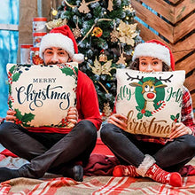 Load image into Gallery viewer, Christmas Pillow Covers 18x18 Set of 4, Farmhouse Christmas Pillow Covers,Christmas Home Decor Winter Holiday Decorative Linen Cushion Cases for Couch Sofa Home Decor
