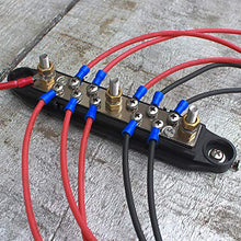 Load image into Gallery viewer, Mofeez Bus Bar -3x1/4”Post,10x#8 Screw Terminal Power Distribution Block with Ring Terminals(Pair - Red & Black)
