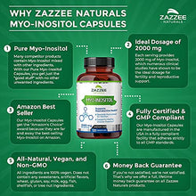 Load image into Gallery viewer, Zazzee Myo-Inositol 120 Vegan Capsules, 2000 mg per Serving, 100% Pure, Premium Grade, Vegan, Non-GMO and All-Natural
