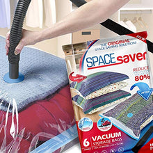 Load image into Gallery viewer, Spacesaver Premium Vacuum Storage Bags. 80% More Storage! Hand-Pump for Travel! Double-Zip Seal and Triple Seal Turbo-Valve for Max Space Saving! (Jumbo 6 Pack)