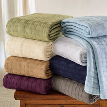Load image into Gallery viewer, SUPERIOR 100% Cotton Thermal Blanket, Soft and Breathable Cotton for All Seasons, Bed Blanket and Oversized Throw Blanket with Luxurious Basket Weave Pattern - Full/Queen Size, Ivory
