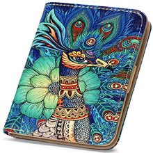 Load image into Gallery viewer, APHISON Womens Wallet, Slim Small Wallet for Women RFID Wallet Women Cartoon Microfiber Leather with ID Credit Card Holder Zipper Coin Pocket Bifold Compact Wallet Peacock