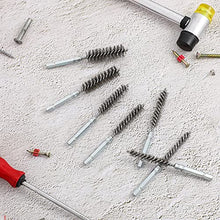 Load image into Gallery viewer, 8 Pieces Wire Brush Drill Bore Cleaning Brush Set with 1/4 Inch Hex Shank Stainless Steel Wire Twisted Brush for Drill Impact Driver, 8 Sizes
