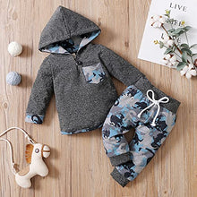 Load image into Gallery viewer, Toddler Baby Boy Clothes Plaid Pocket Hoodie Sweatshirt+Pants Outfits Set (GreyBlue/70)