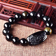 Load image into Gallery viewer, Buddha Pendant Necklace Bodhisattva Amulet Talisman Made of Obsidian Bracelets Bracelet Amulet (Manjushri Buddha)
