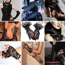Load image into Gallery viewer, UBGICIG 6Pairs Black Lace Gloves Fingerless Gloves Long for Women Elegant Short Gloves Bridal Gloves for Wedding Dinner Parties Cosplay 1920s Gloves for Ladies and Egirls