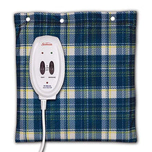 Load image into Gallery viewer, Sunbeam Heating and Massage Pad for Pain Relief | Small Flexi-Soft, 2 Heat & 2 Massage Settings with Auto-Off | Blue Plaid, 12-Inch x 12-Inch