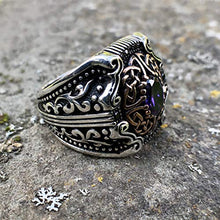 Load image into Gallery viewer, MEVA 925 Sterling Silver Stylish Filigree Design Amethyst Stone Men's Ring RKB0038 (9.50)