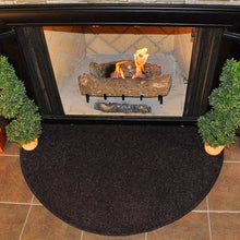 Load image into Gallery viewer, Flame 4' Half Round Polyester Fireplace Rug - Black