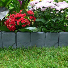 Load image into Gallery viewer, Garden Plastic Fence Edging - 10 or 20 pcs Cobbled Stone Effect Lawn Edging Plant Border Palisade Trellis - DIY Decorative Flower Grass Bed Border for Landscaping Walkways (Gray 20 pcs)