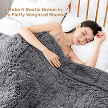 Load image into Gallery viewer, BUZIO Shaggy Faux Fur Weighted Blanket 20lbs, Super Soft Plush Fleece and Cozy Sherpa Reverse, Long Fur Fluffy Bed Throw Blankets 60"x80" Grey