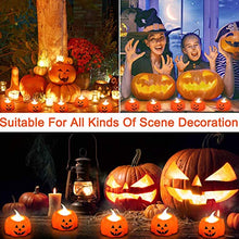 Load image into Gallery viewer, Halloween Pumpkin Lights Flameless Candles - Luminicious Flickering, Operated LED Pumpkin Light for Holiday Theme Parties Decor - 12 Pack