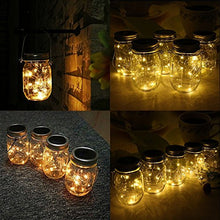 Load image into Gallery viewer, CHBKT 4-Pack Solar-powered Mason Jar Lights (Mason Jar / Handle Included),20 Bulbs Jar Hanging Light,Garden Outdoor Solar / Hanging Lantern,Decor Solar Light,Table Light,Patio Path Light,Warm White