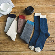 Load image into Gallery viewer, Men's 100% Cotton Knitted Socks Dress and Casual & Mens All-season Crew Socks Pack of 5