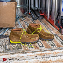 Load image into Gallery viewer, Twisted X Men's Steel Toe Chukka Driving Moc - Handcrafted Leather Safety Toe Shoes with Slip Resistant Outsole - Comfortable, Durable, and Stylish Lace-Up Boots, Distressed Saddle & Yellow, 8.5 M