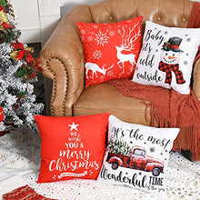 Load image into Gallery viewer, Christmas Pillow Covers 18x18 Inches Set of 4, Very Soft Flannel Fabric, Giving You a Comfortable Experience, Four Different Patterns, Full of Rich Christmas Atmosphere