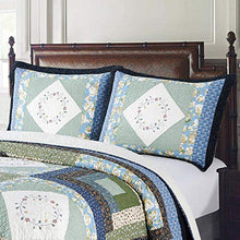 Load image into Gallery viewer, KASENTEX 100% Cotton Sham Floral Patchwork Design, Soft & Machine Washable, Two Standard Shams 20x26, Coastal Blue