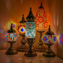Load image into Gallery viewer, Kindgoo Turkish Mosaic Lamp Decorative Handmade Unique Glass Bedside Table Lamp Led Bulb Included (Red)
