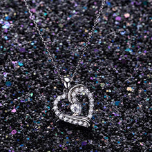 Load image into Gallery viewer, Women 925 Sterling Silver heart necklace - Billie Bijoux “You Are the Only One” Love Platinum Plated CZ Diamond pendant 18" for Women Girls