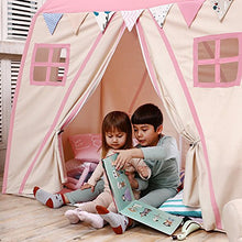 Load image into Gallery viewer, LOVE TREE Teepee Tent for Kids Play Tent Children Fort Canvas Canopy for Indoor Outdoor with Carry Bag Portable Playhouse in Pink for Girls