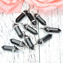 Load image into Gallery viewer, Wholesale 10 PCS Genuine Black Obsidian Hexagonal Stone Pendants Healing Point Reiki Charms Bulk for Jewelry Making