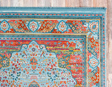 Load image into Gallery viewer, Unique Loom Baracoa Collection Bright Tones Vintage Traditional Light Blue Area Rug (5' 5 x 8' 0)