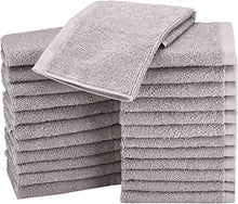 Load image into Gallery viewer, Amazon Basics Fast Drying, Extra Absorbent, Terry Cotton Washcloths - Pack of 24, Ice Blue, 12 x 12-Inch