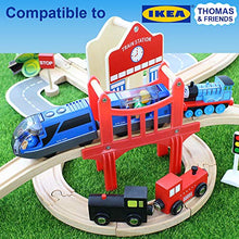 Load image into Gallery viewer, Lebze Battery Operated Action Locomotive Train (Magnetic Connection) - Powerful Engine Travel Train Set Fits Thomas Brio Wooden Train and Tracks - Toy Train Set for Toddlers
