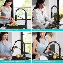 Load image into Gallery viewer, Kraus KPF-1610SFSMB Bolden 18-Inch Commercial Kitchen Faucet with Dual Function Pull-Down Sprayhead in All-Brite Finish, Spot Free Stainless Steel/Matte Black