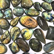 Load image into Gallery viewer, Gemkora Natural Iridescent Spectrolite Labradorite Gemstone Wholesale Cabochons Lot, Jewelry Making Loose Gemstone, Polished Crystals, DIY, Wire Wrapping, Healing Crystals, Bulk Gemstone (100 carats)