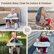 Load image into Gallery viewer, Baby Travel Booster Seat with Double Tray, BabyBond Upgraded Toddler Portable Baby Chair, Booster Seat for Dining Table, Stable and Foldable Booster Baby Chair for Indoor/Outdoor (Grey)
