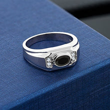 Load image into Gallery viewer, Gem Stone King 1.25 Ct Oval Black Onyx White Created Sapphire 925 Sterling Silver Men's Ring (Size 11)